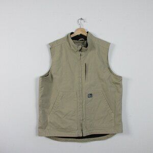 Fin Tech Men's XL Tan Full Zip Heavy-Duty Canvas Vest Multipocketed Lined 850